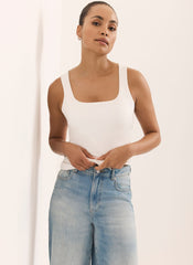 White Layering Scoop Neck Vest