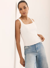 White Layering Scoop Neck Vest
