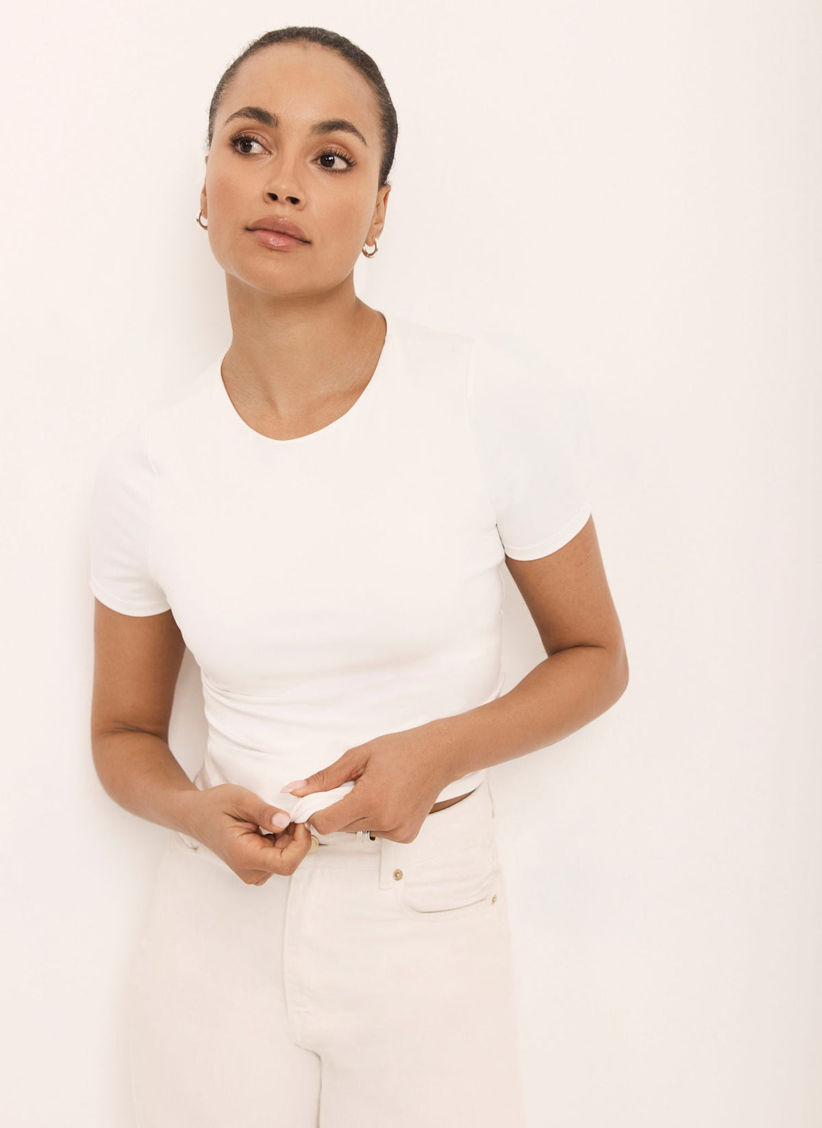 White Layering Short Sleeve Top