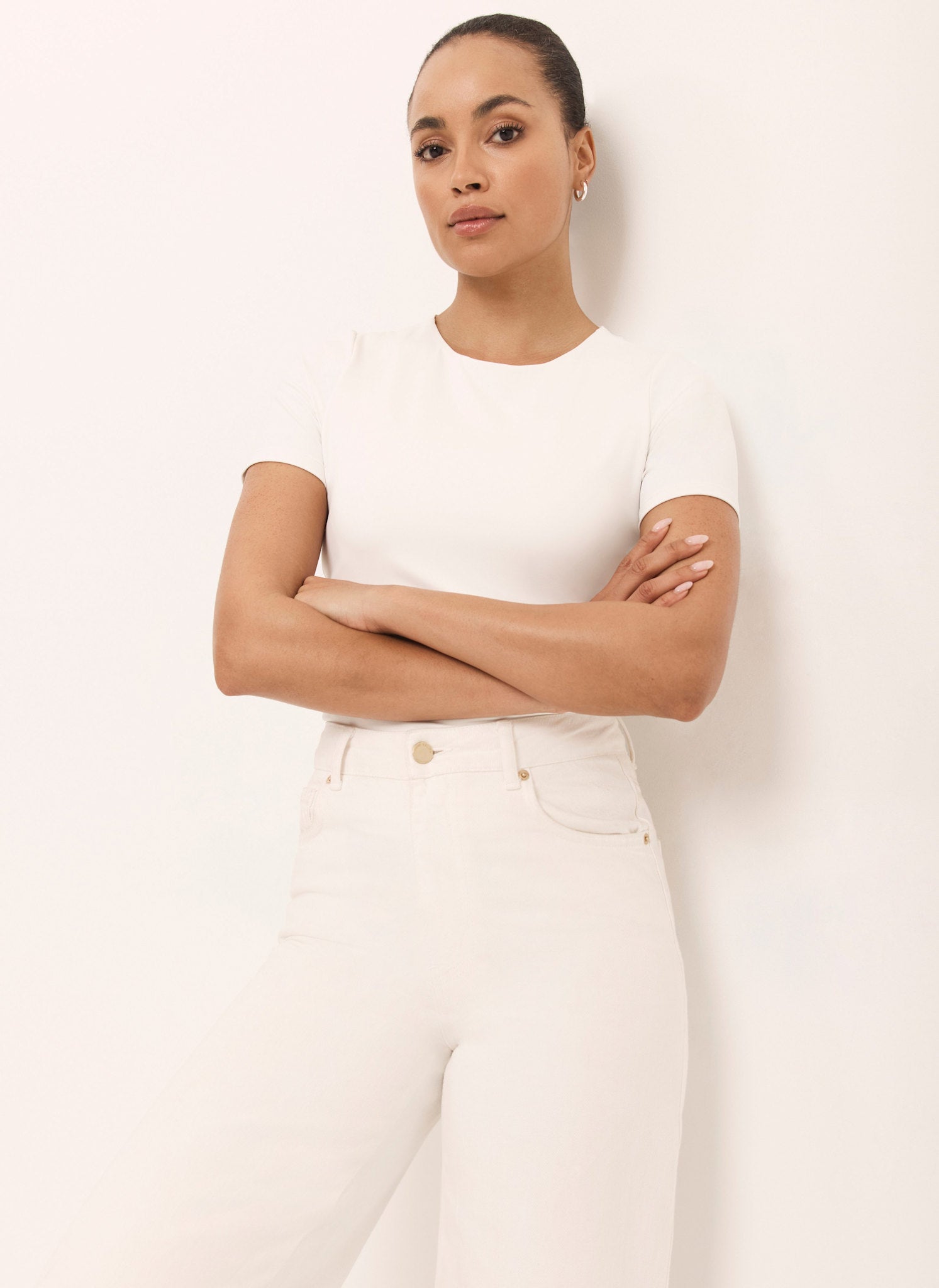 White Layering Short Sleeve Top