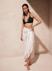White Gold Trim Sarong