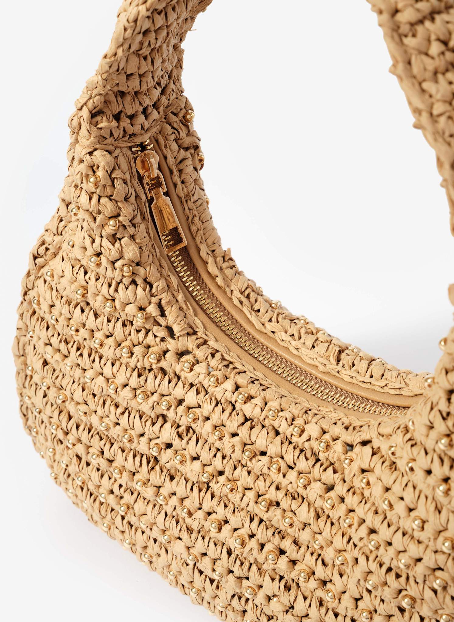 Winnie Neutral Woven Beaded Bag