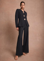 Navy Tailored Wide Leg Trousers