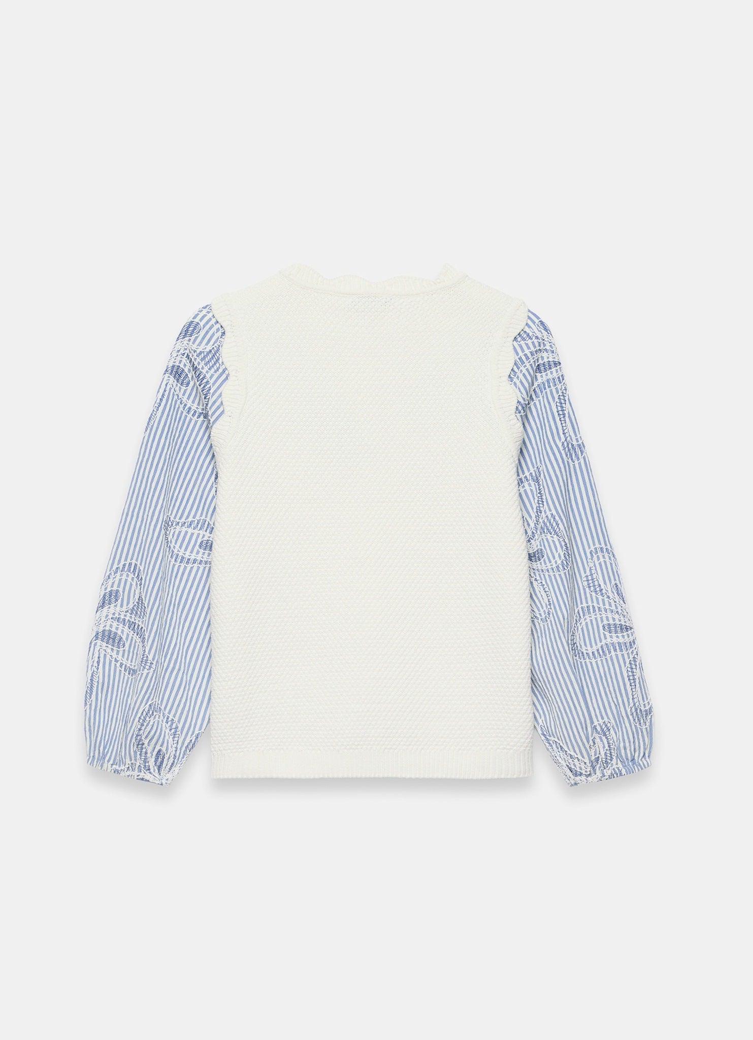 Neutral Cotton Blend Striped Layered  Jumper