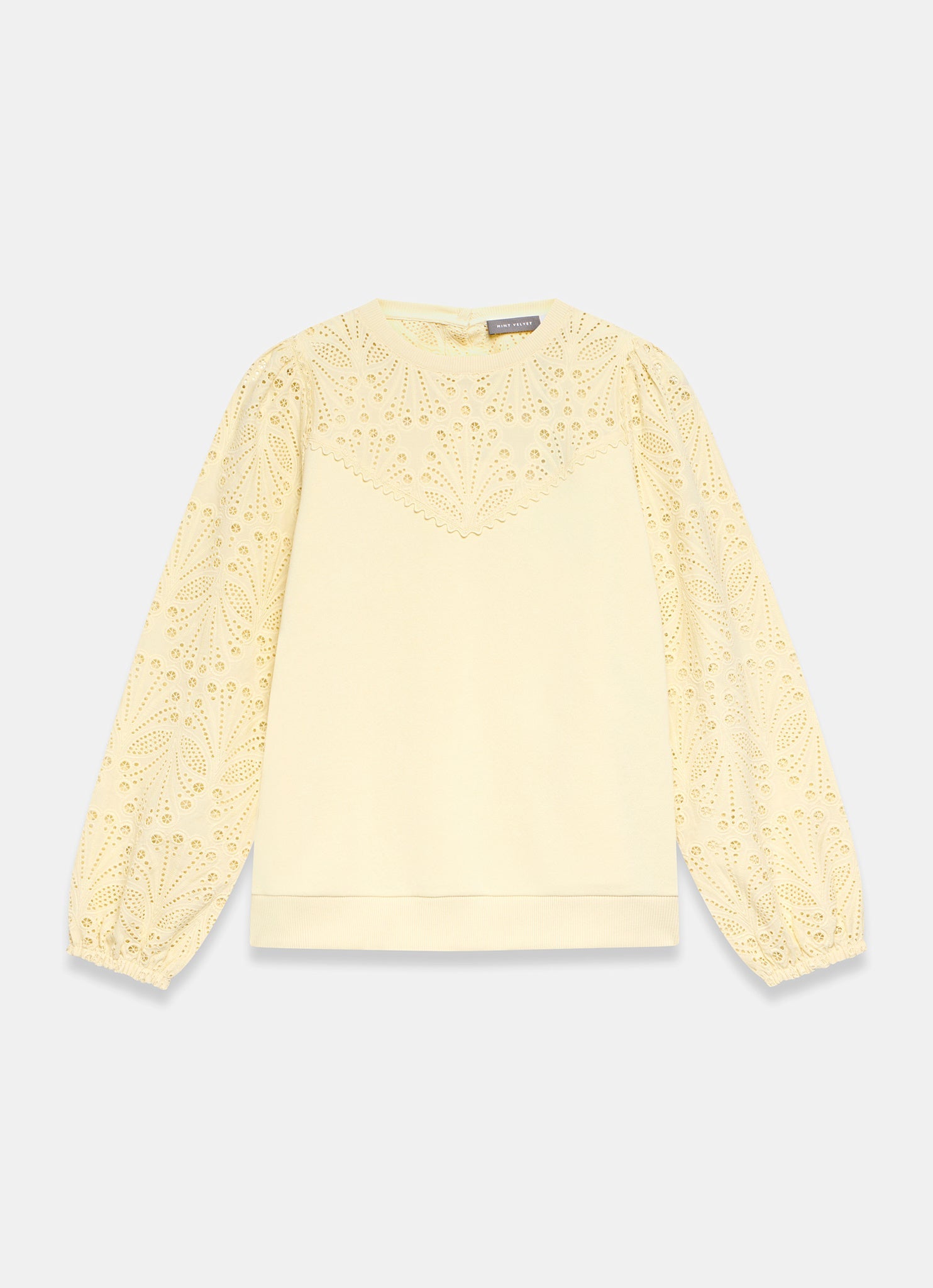 Yellow Cotton Blend Broderie Sweatshirt