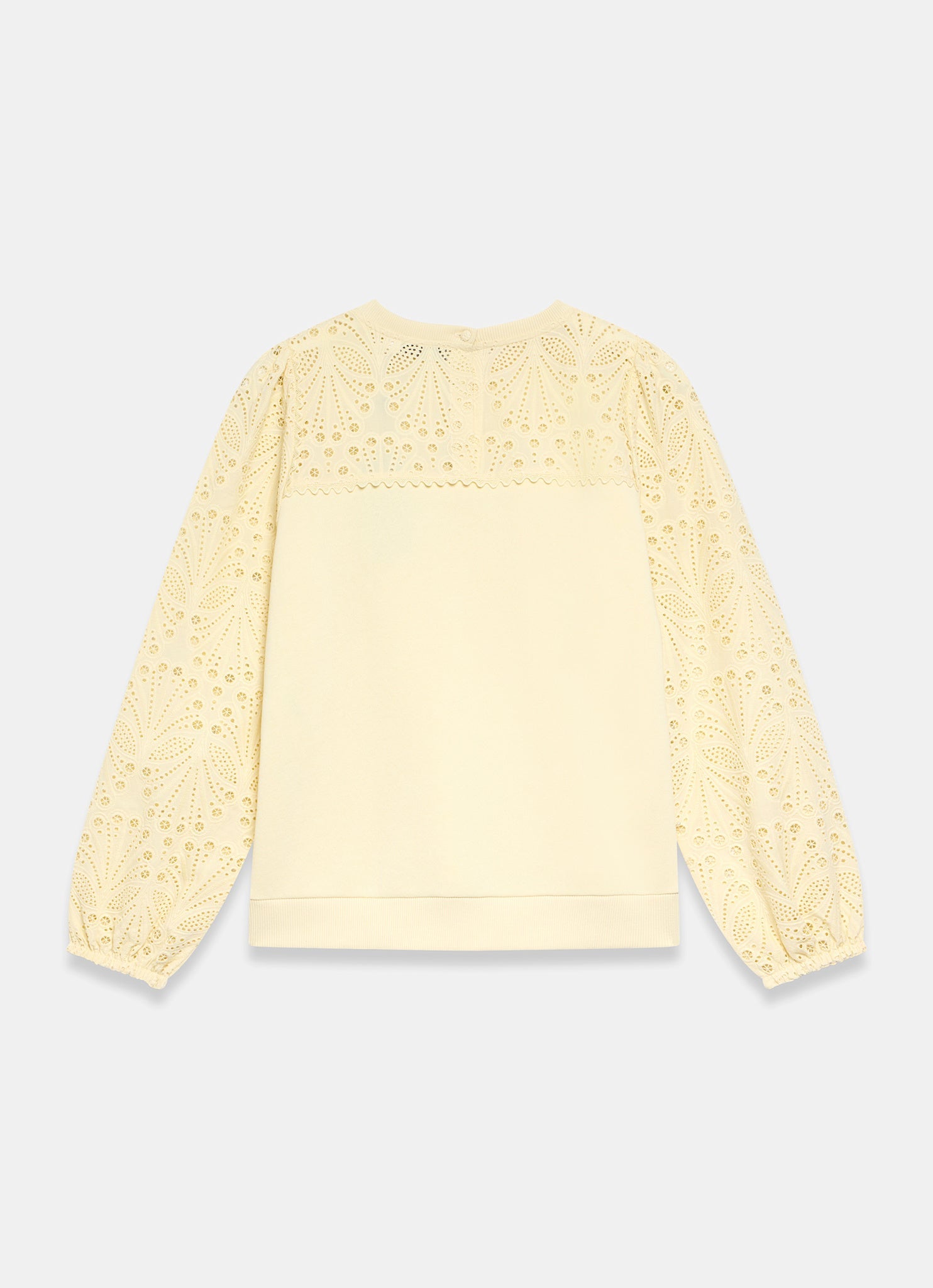 Yellow Cotton Blend Broderie Sweatshirt