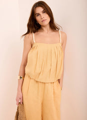 Yellow Linen Blend Bubble Top