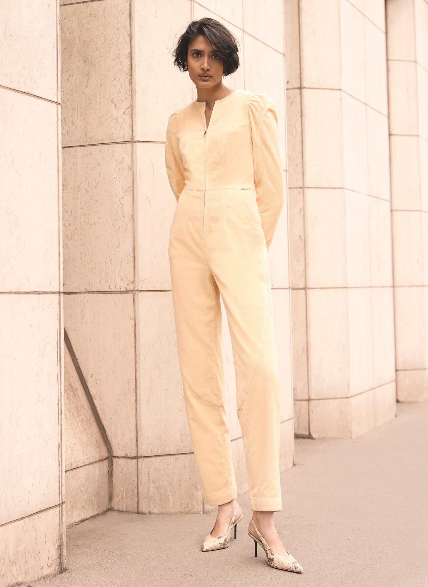 Butter Yellow Corduroy Jumpsuit