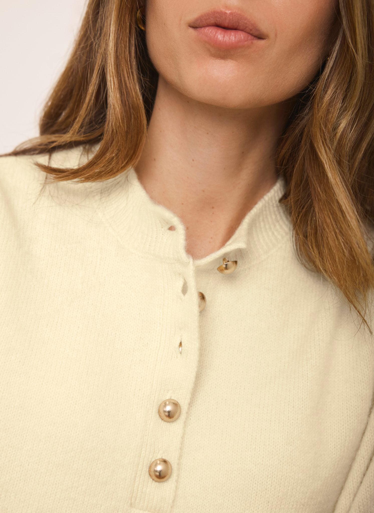 Butter Yellow Knit Button Detail Jumper