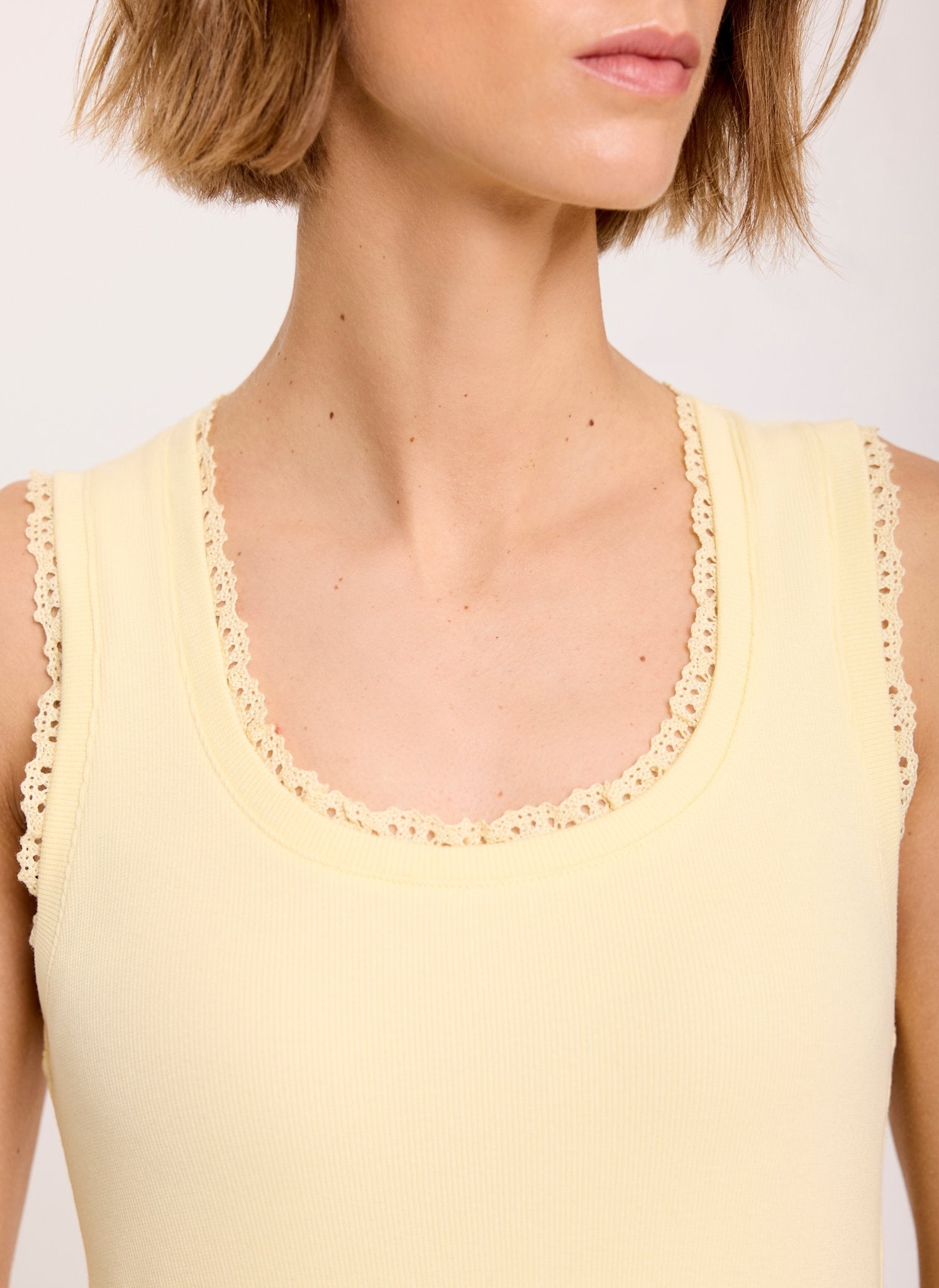 Yellow Crochet Trim Tiered Midi Dress