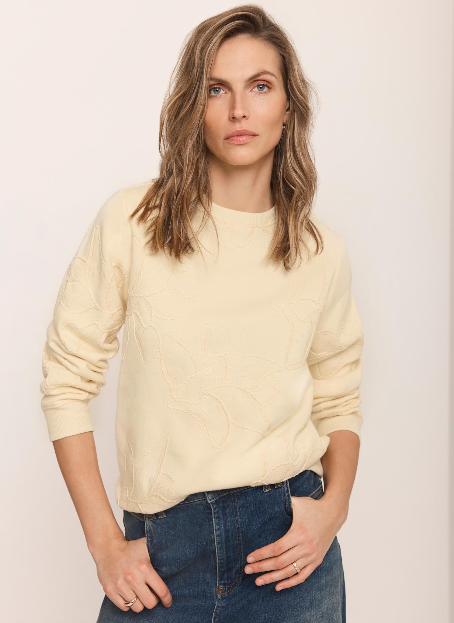 Butter Yellow Embroidered Sweatshirt