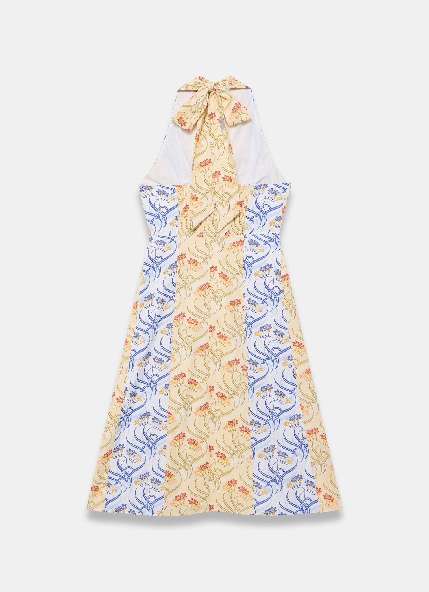 Yellow Cotton Floral Print Midi Dress