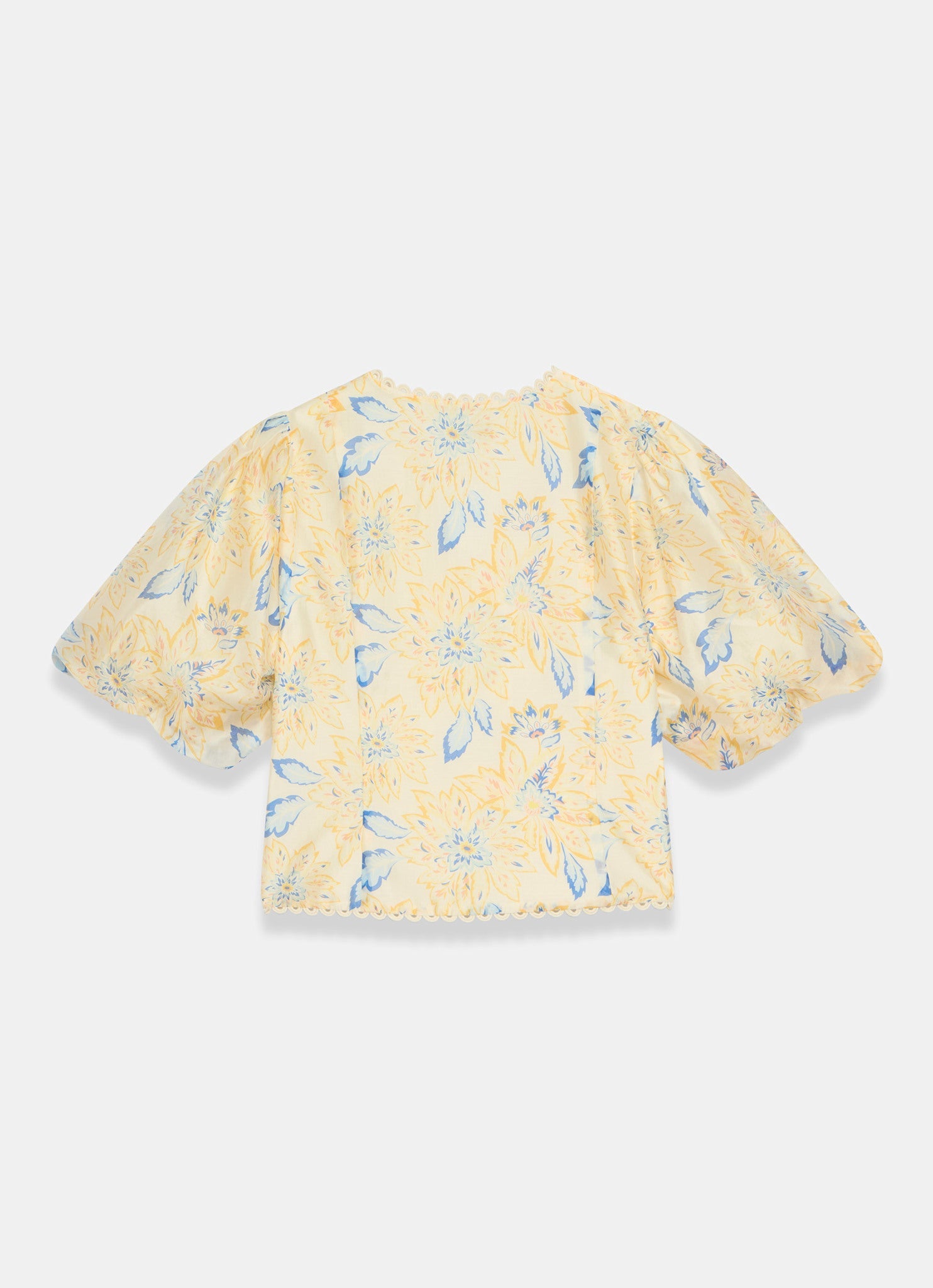 Yellow Floral Puff Sleeve Blouse