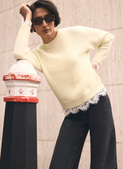 Butter Yellow Lace Hem Jumper