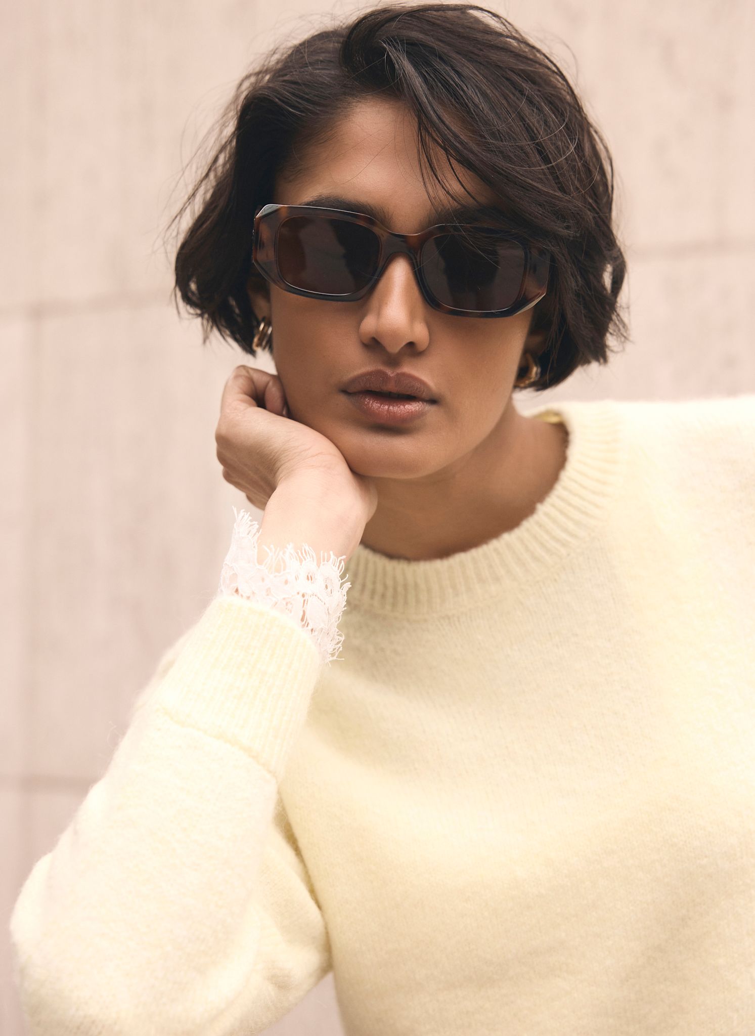 Butter Yellow Lace Hem Jumper