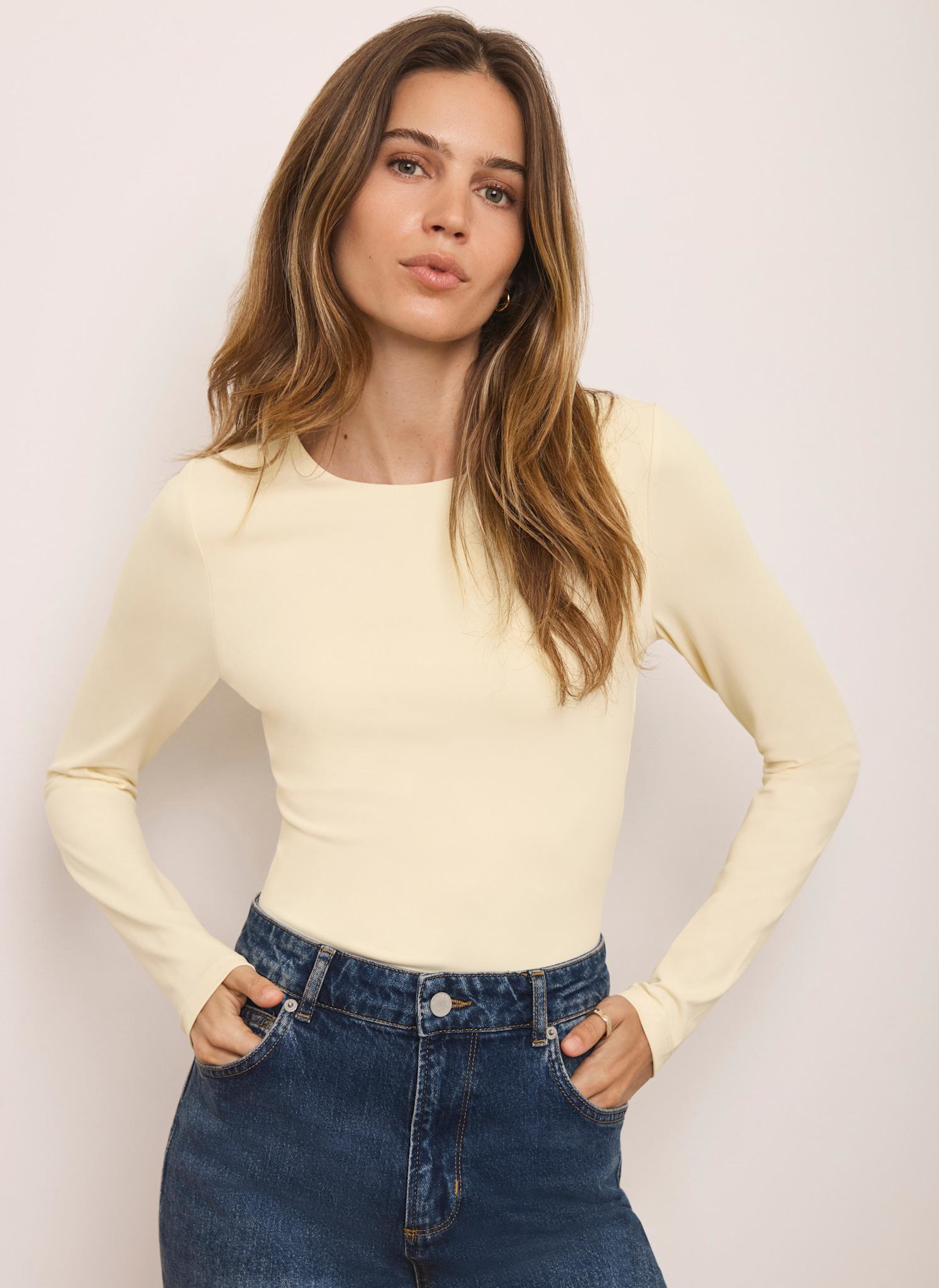 Butter Yellow Layering Crew Neck Top