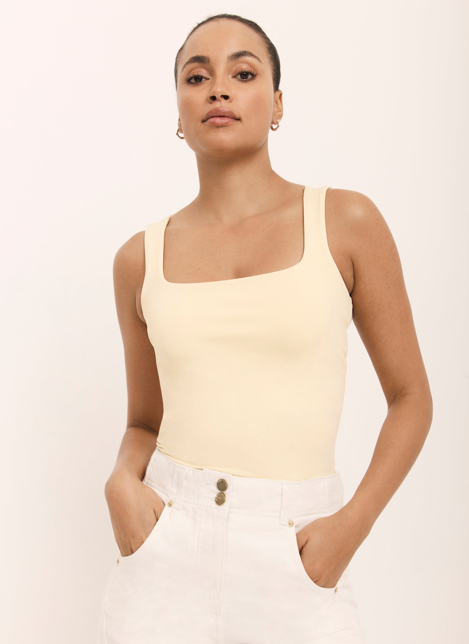 Butter Yellow Layering Scoop Neck Vest