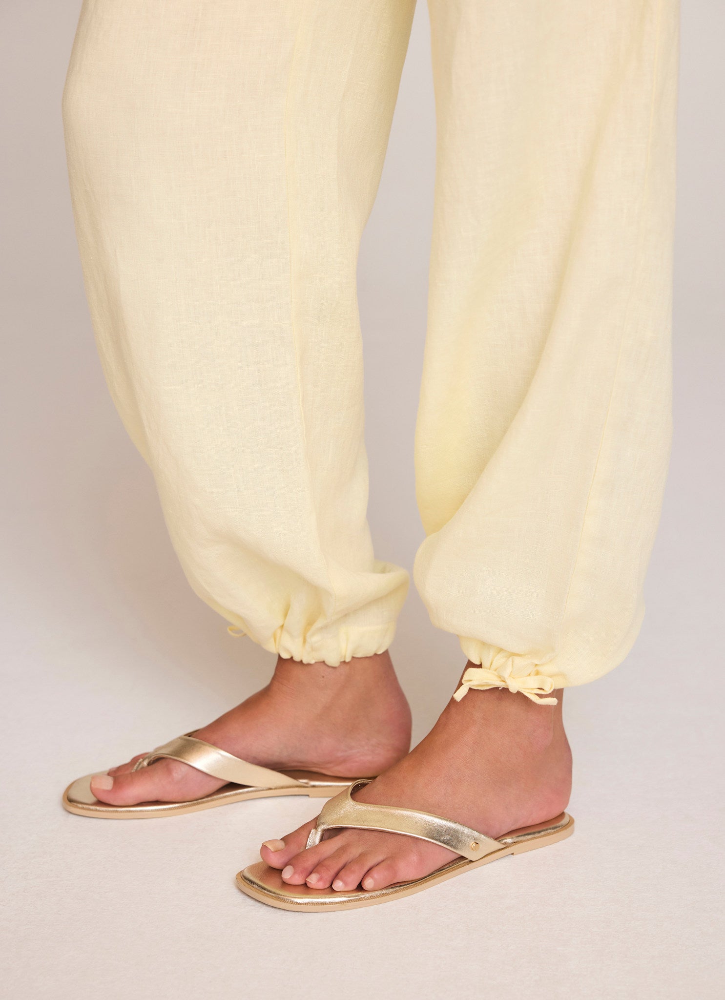 Yellow Linen Balloon Trousers