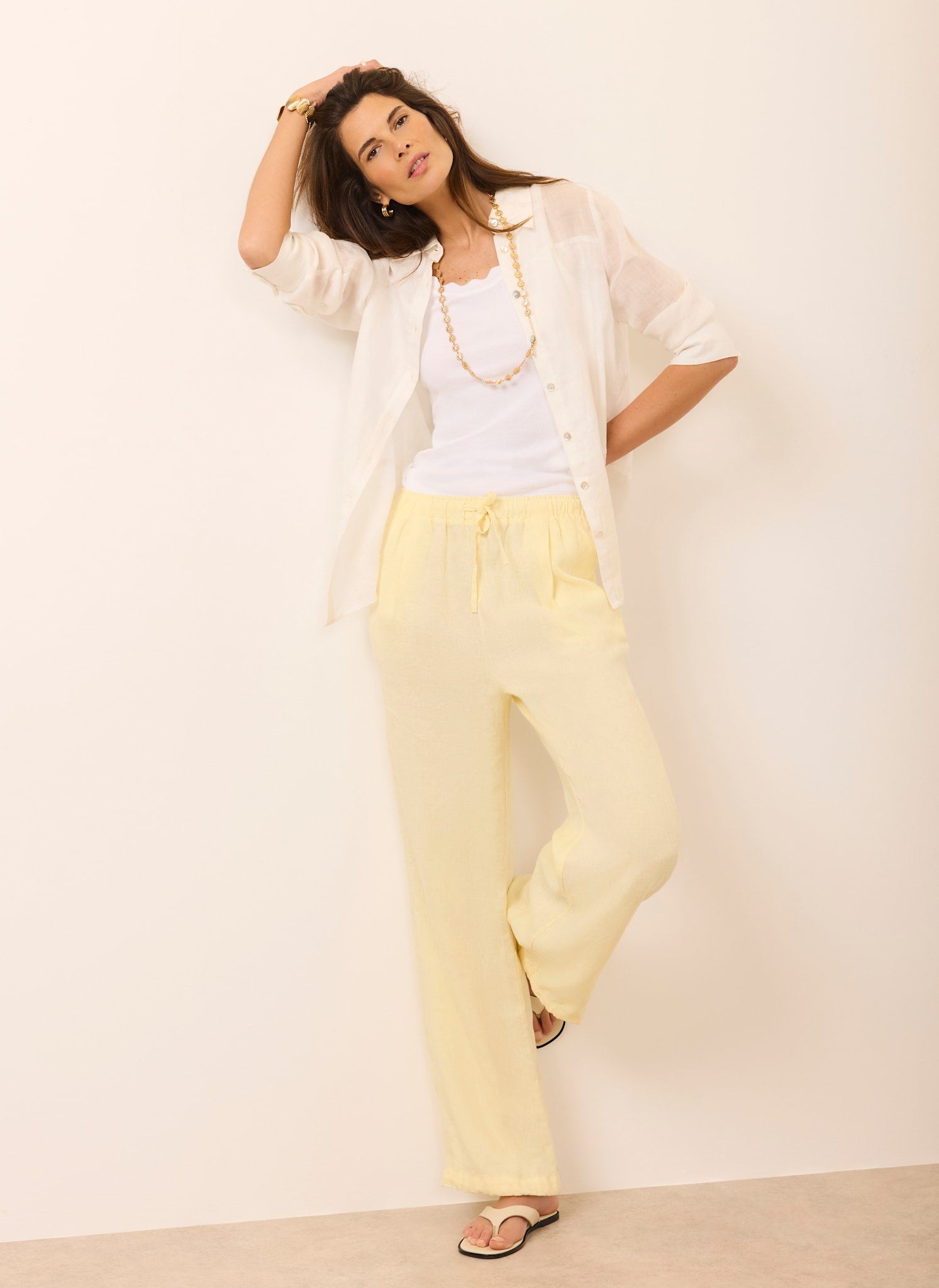 Yellow Linen Balloon Trousers