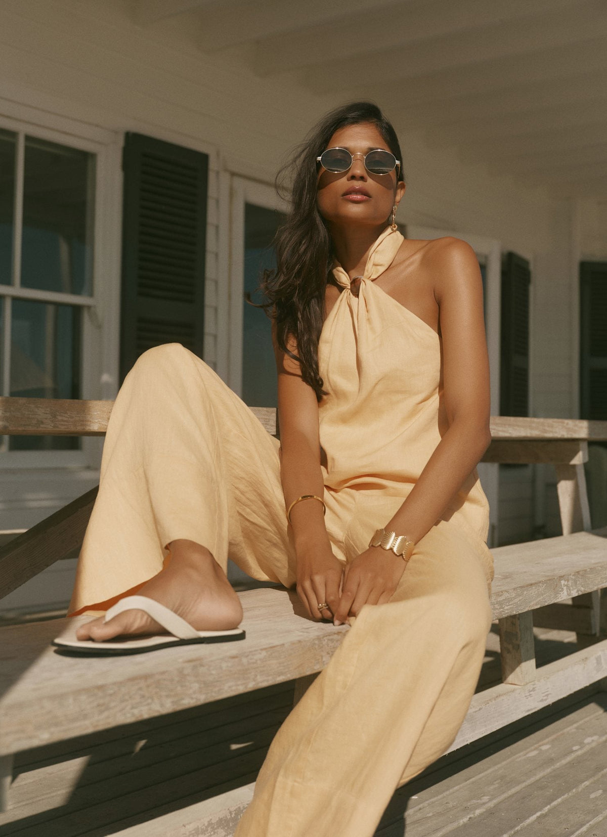 Yellow Linen Halter Top