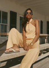 Yellow Linen Halter Top