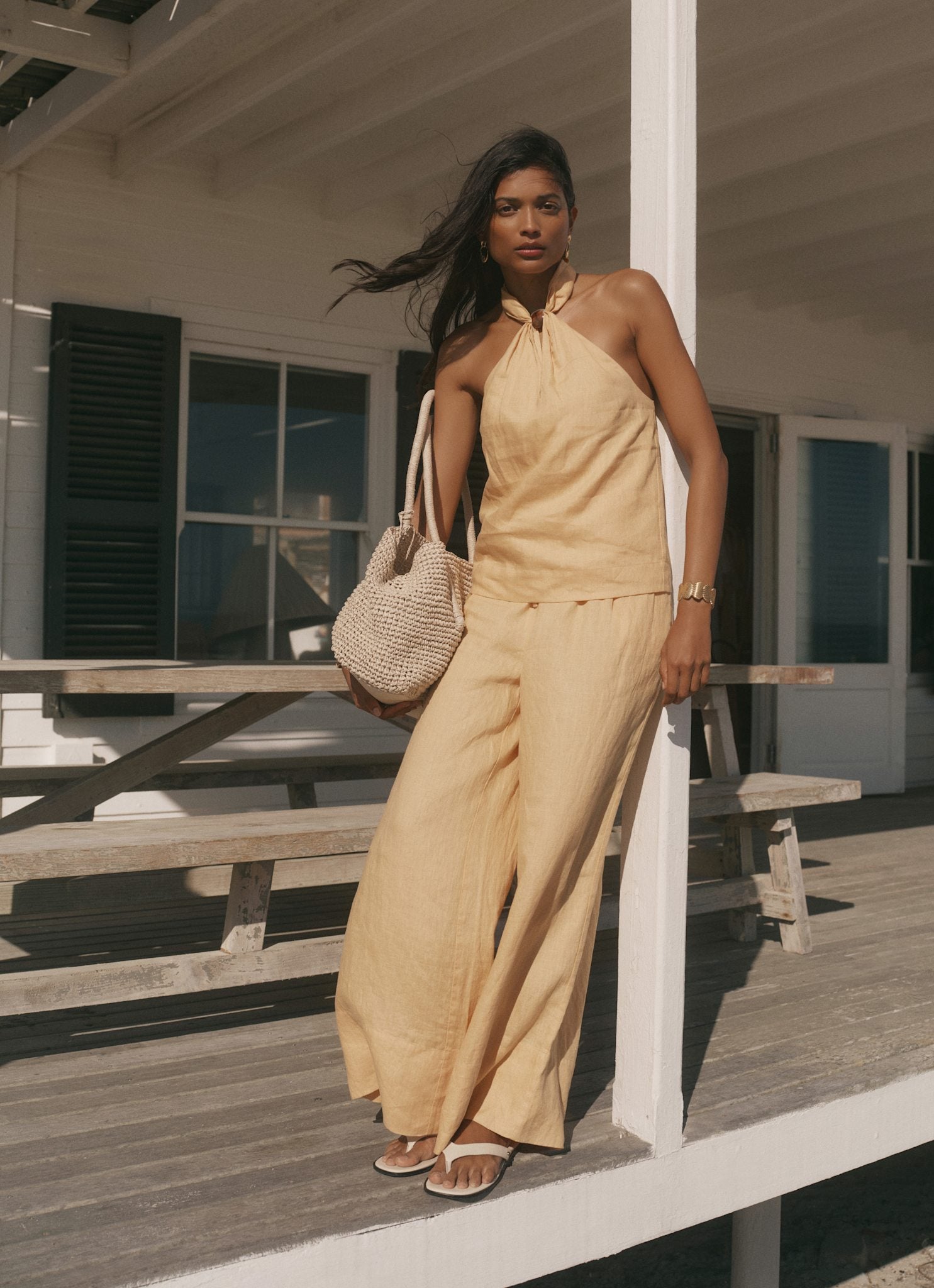 Yellow Linen Halter Top