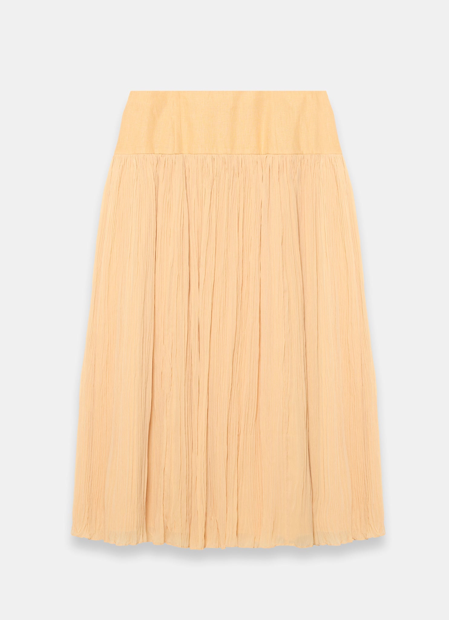 Yellow Drop Waist Crinkle Midi Skirt