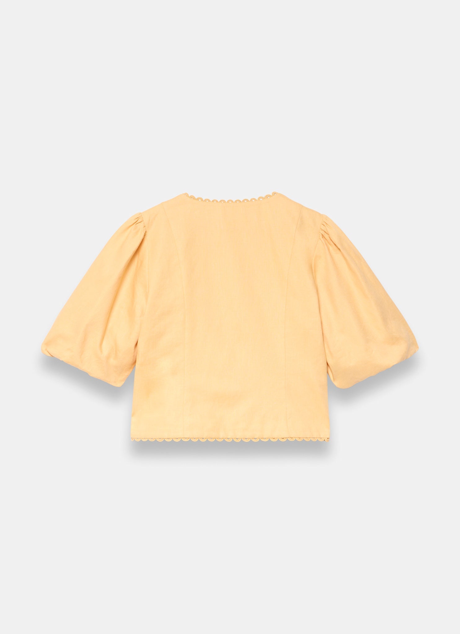 Yellow Linen Puff Sleeve Top