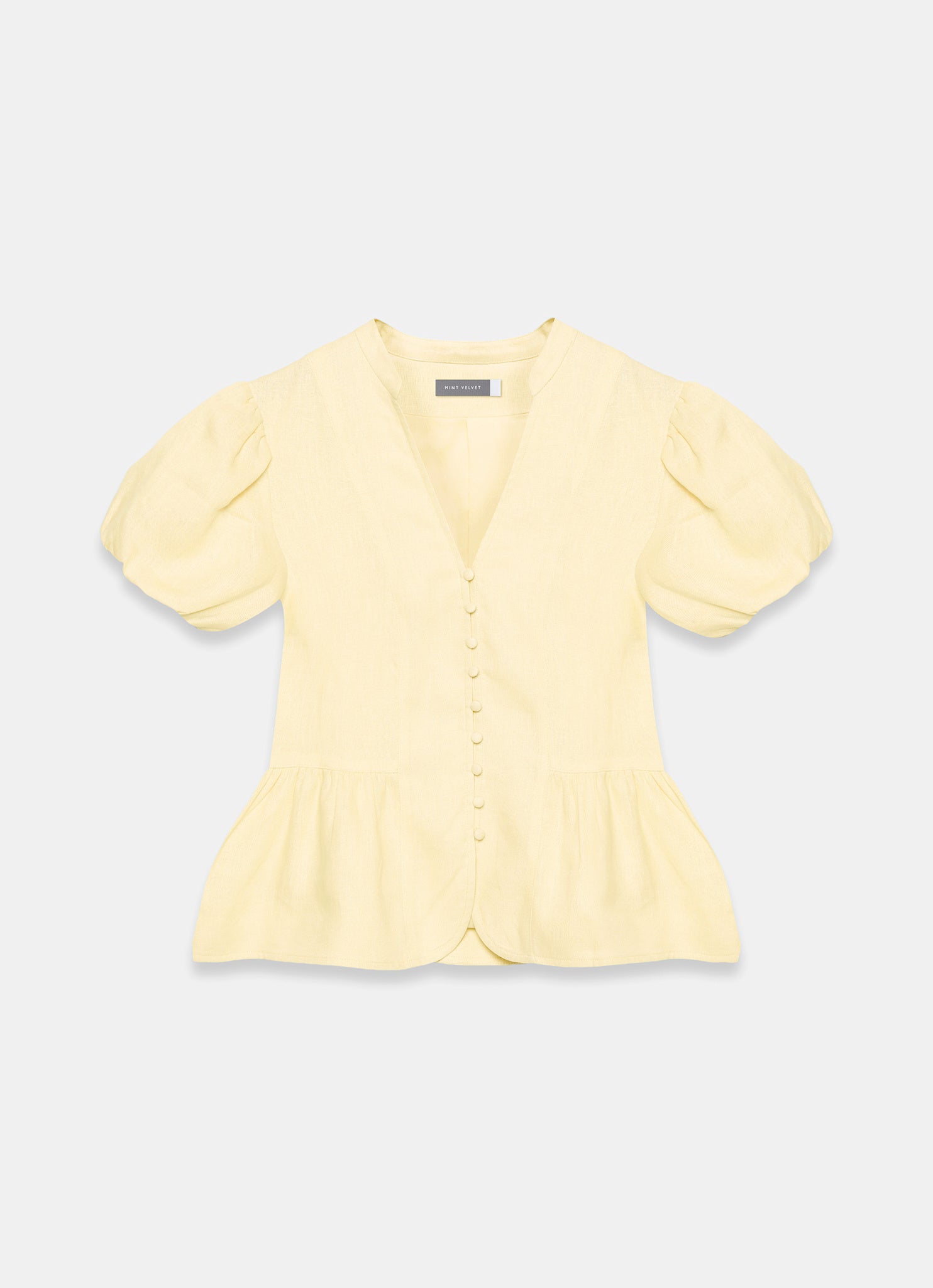 Yellow Linen Peplum Top