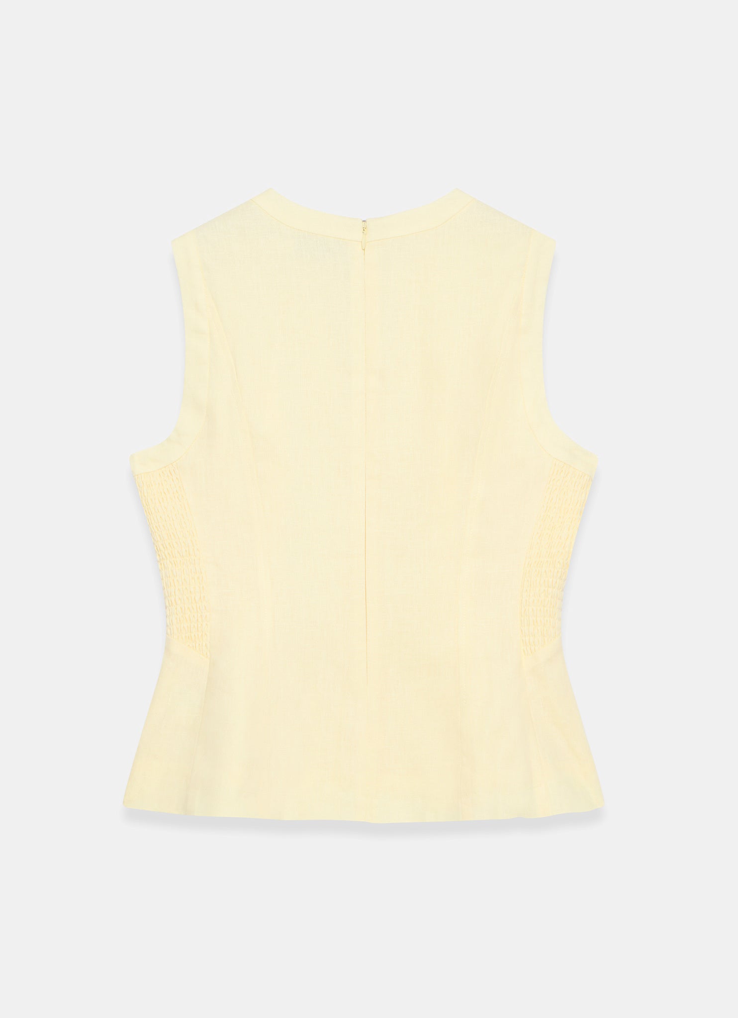 Yellow Linen Shirred Top