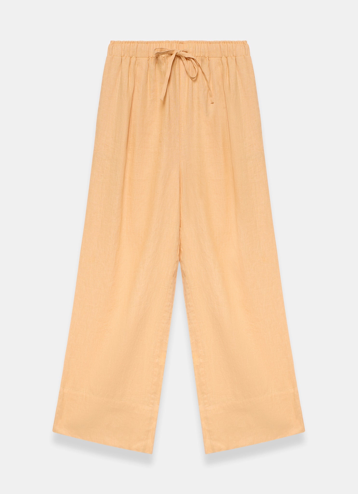 Yellow Linen Drawstring Wide Leg Trousers