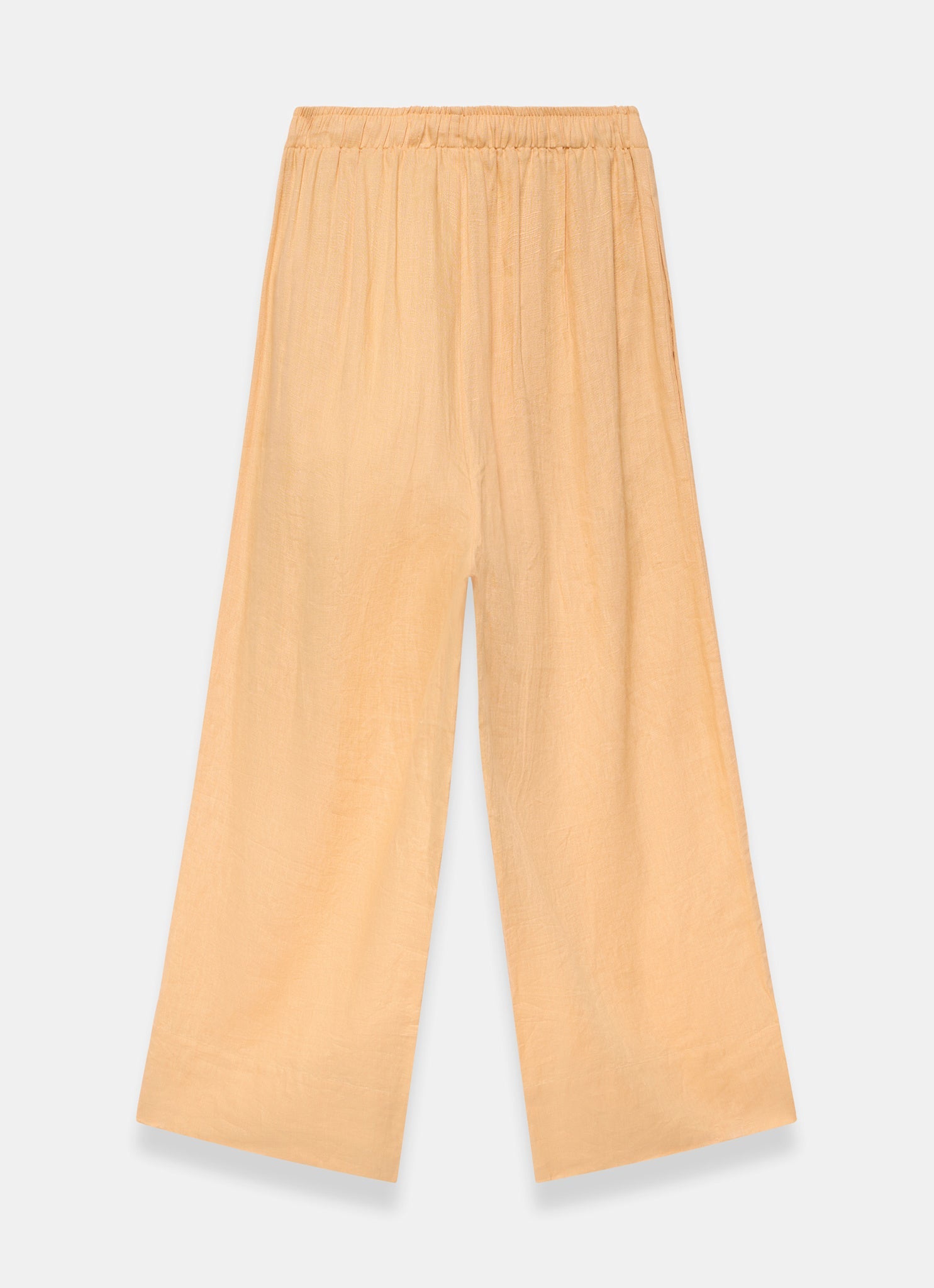 Yellow Linen Drawstring Wide Leg Trousers