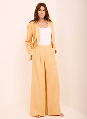 Yellow Ramie Wide Leg Trousers