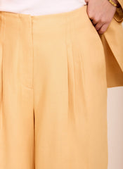 Yellow Ramie Wide Leg Trousers