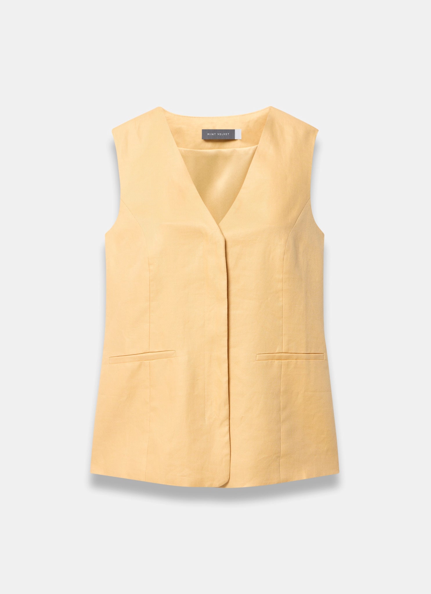 Yellow Ramie Longline Waistcoat