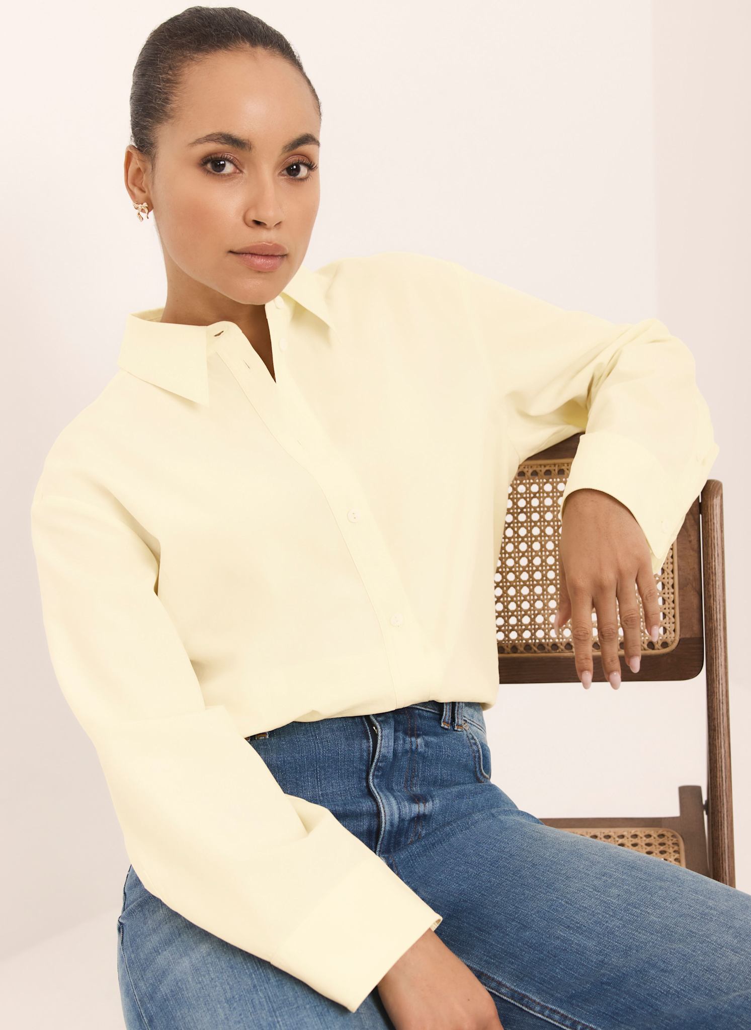 Butter Yellow Oversized Long Sleeve Shirt