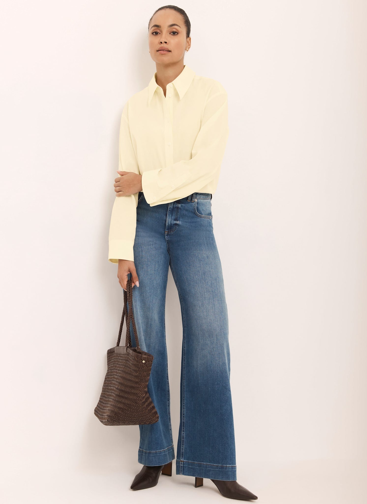 Butter Yellow Oversized Long Sleeve Shirt