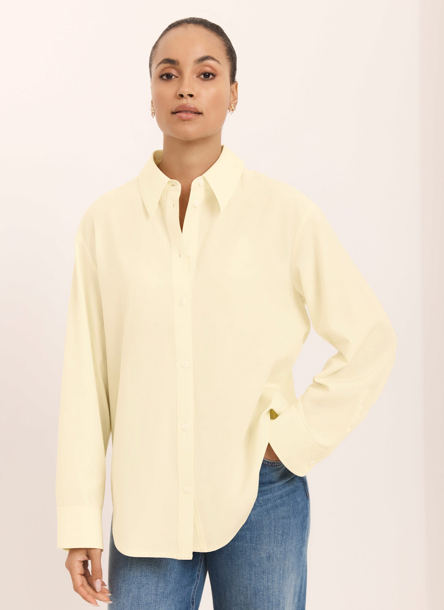 Butter Yellow Oversized Long Sleeve Shirt
