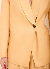 Yellow Ramie Single Breasted Blazer