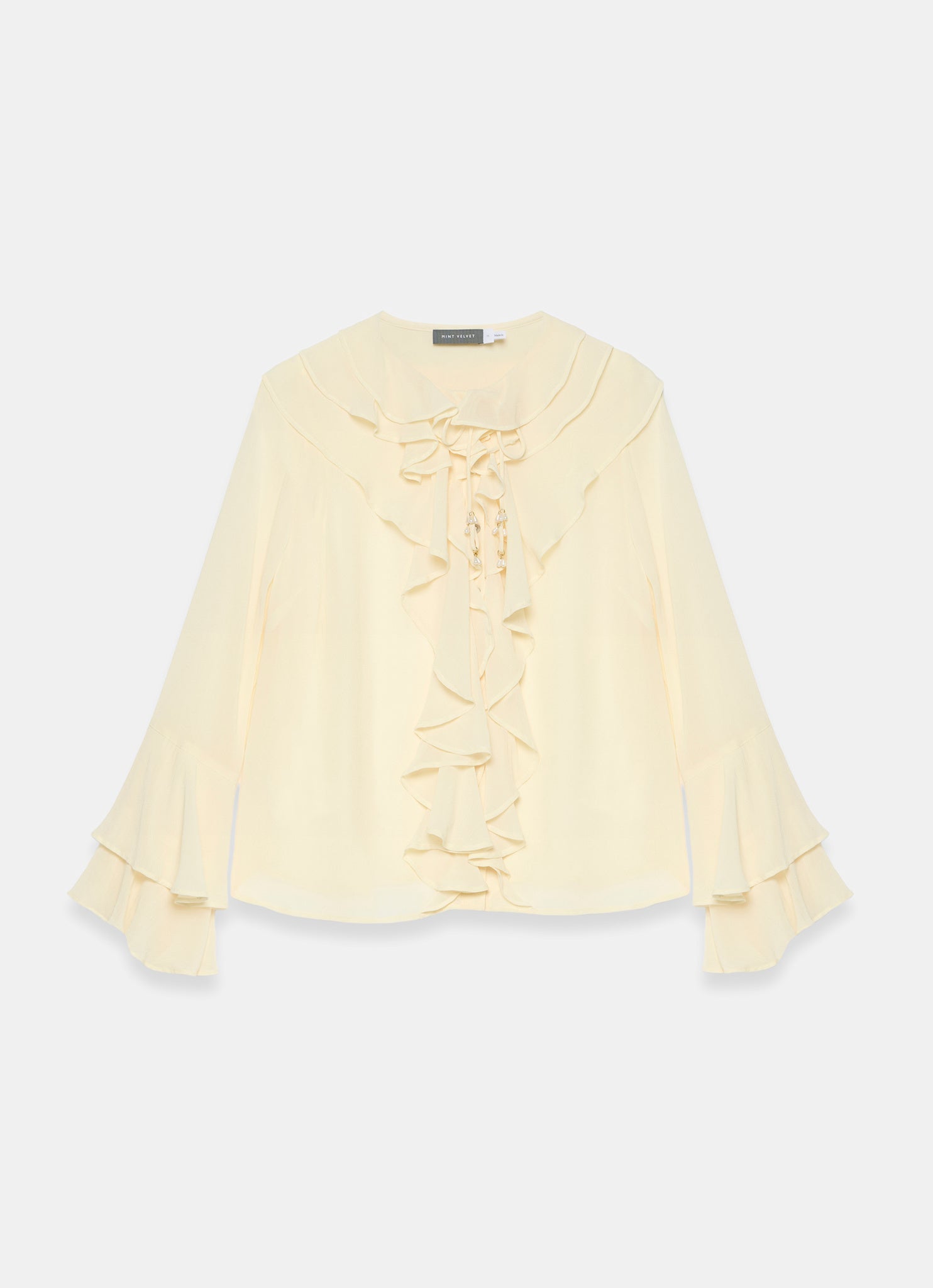 Butter Yellow Chiffon Ruffle Detail Blouse