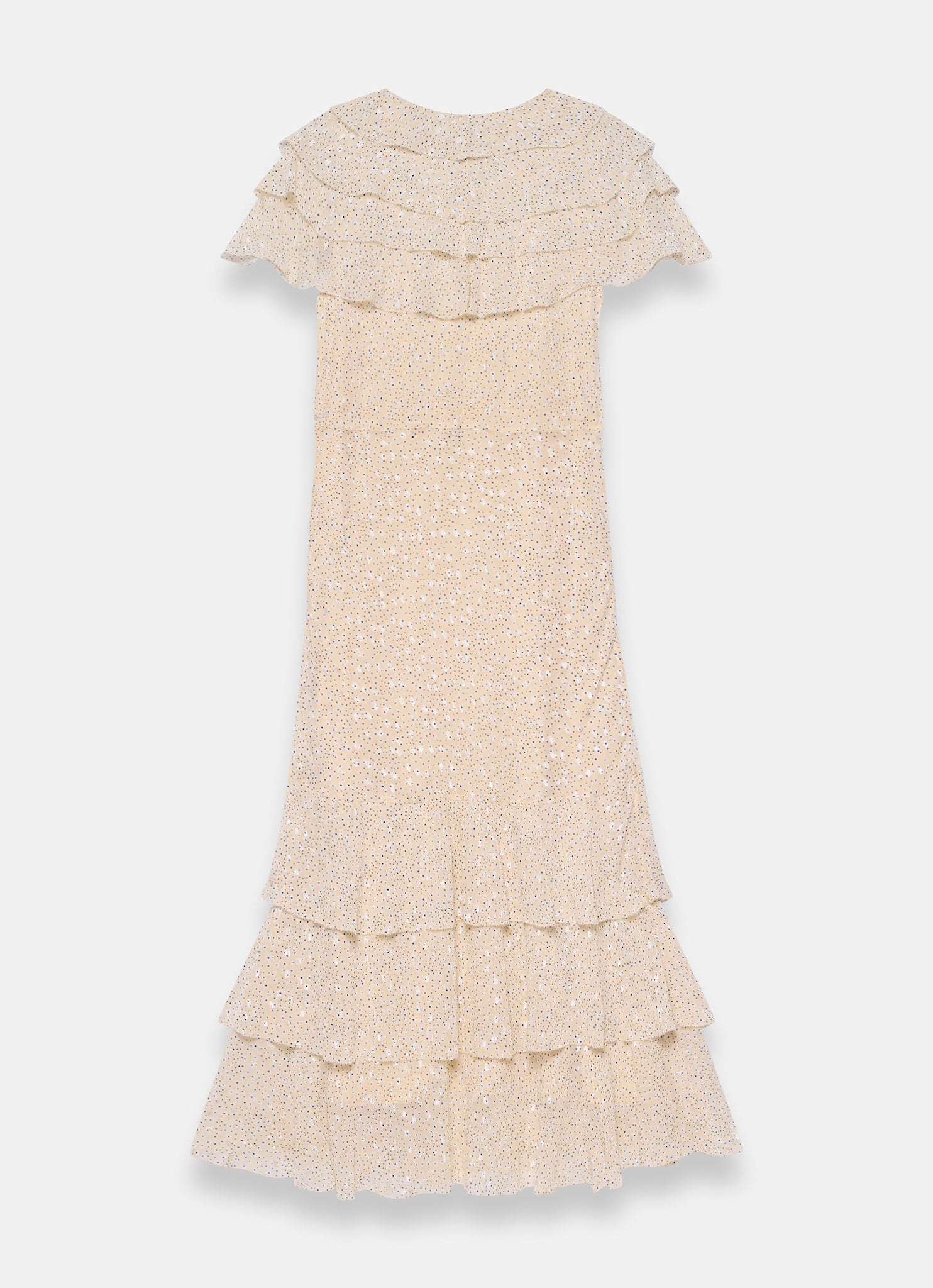 Yellow Ruffle Print Midi Dress
