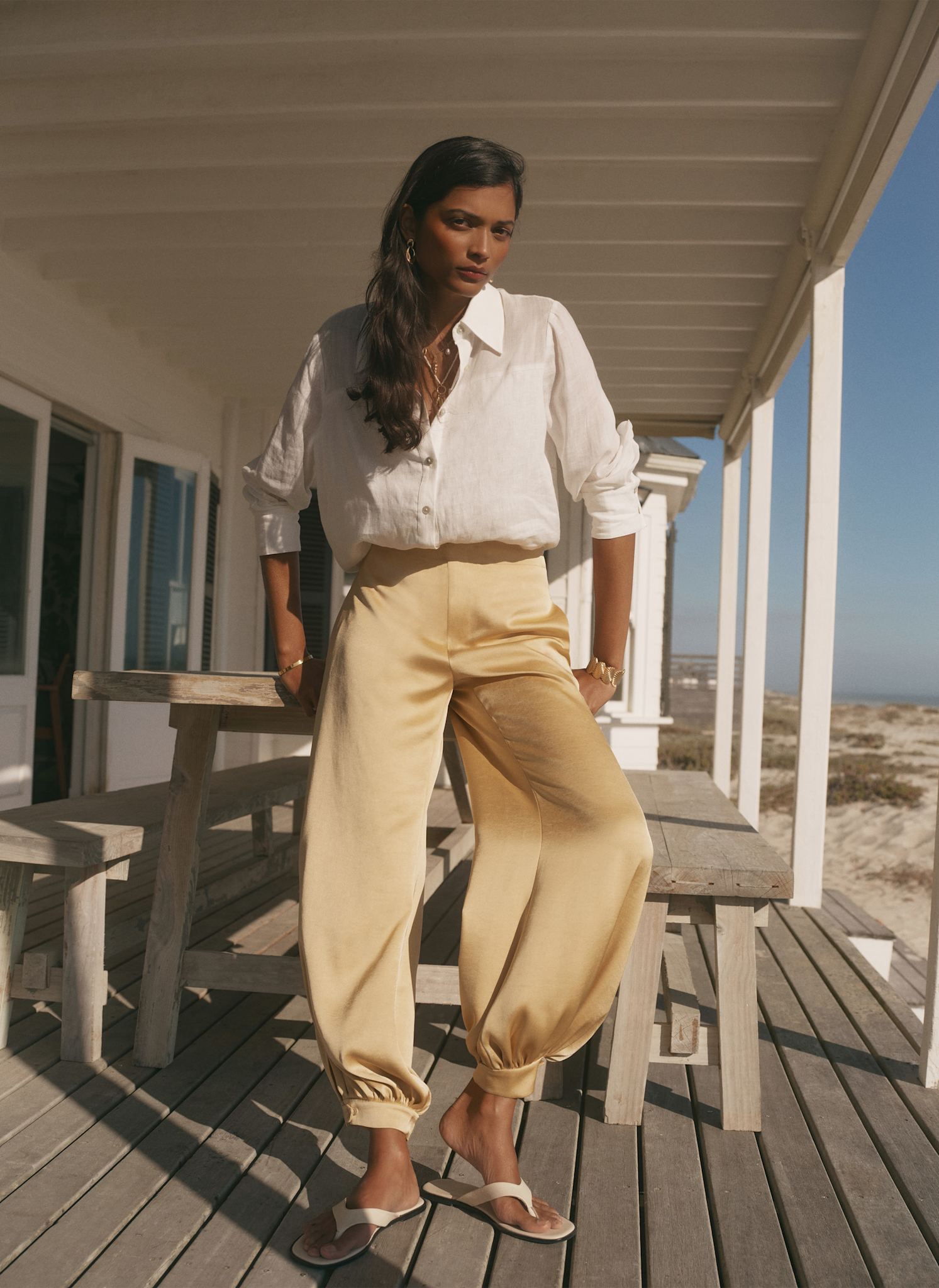 Yellow Satin Balloon Trousers