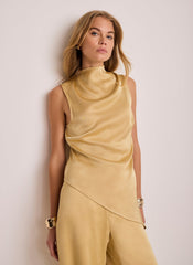 Yellow Satin Asymmetric Top