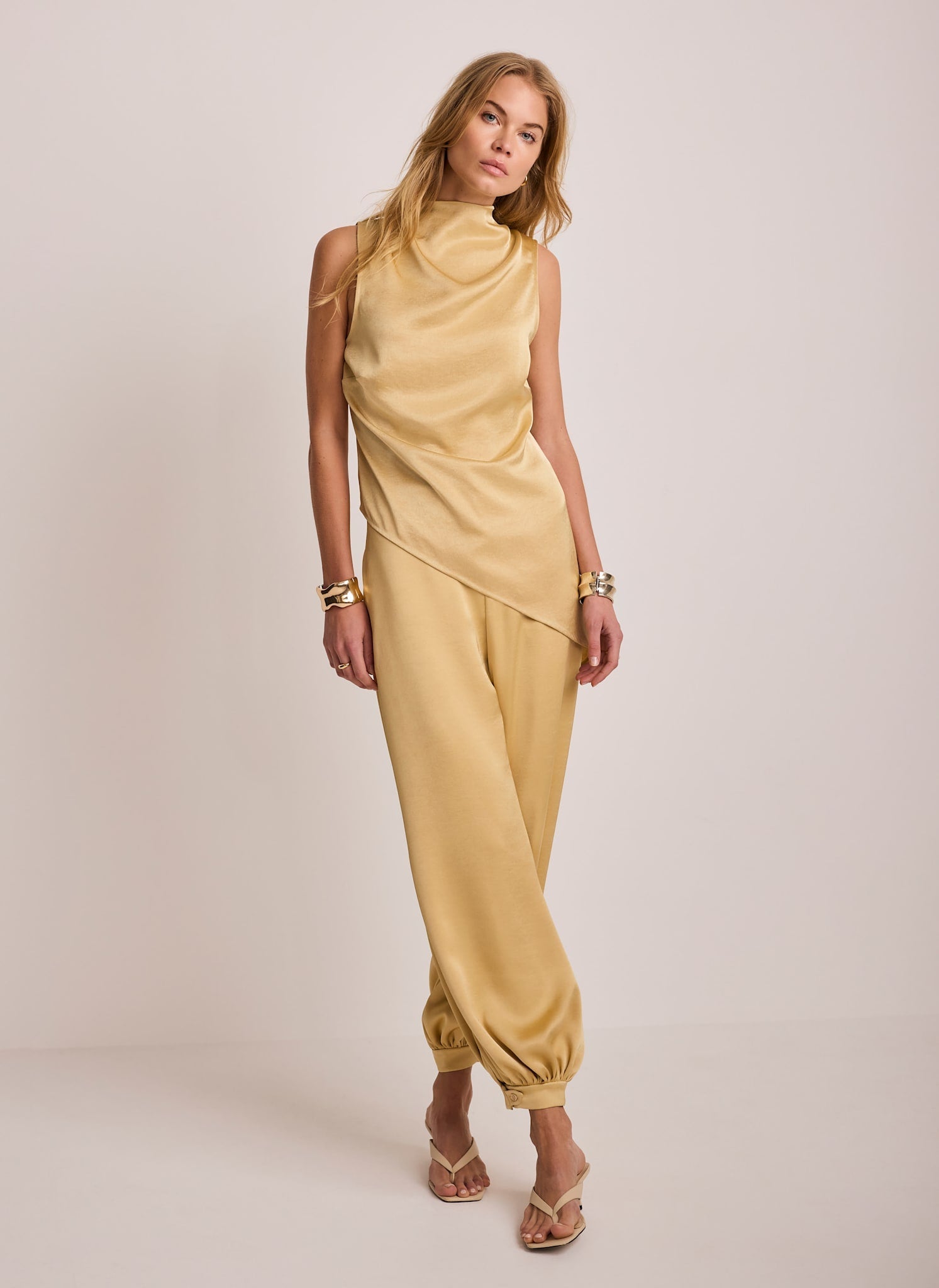 Yellow Satin Asymmetric Top