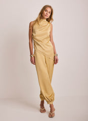 Yellow Satin Asymmetric Top