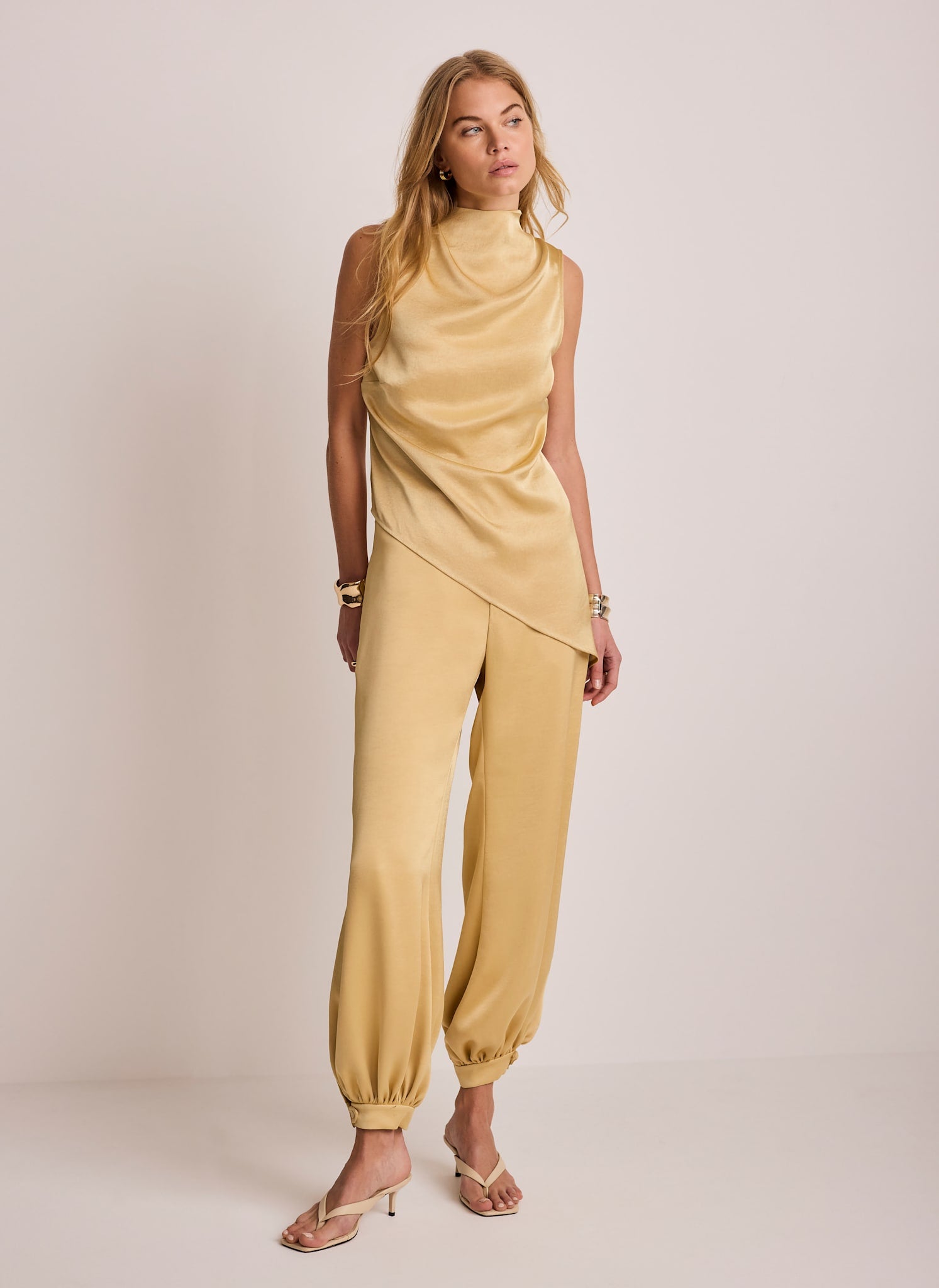 Yellow Satin Asymmetric Top