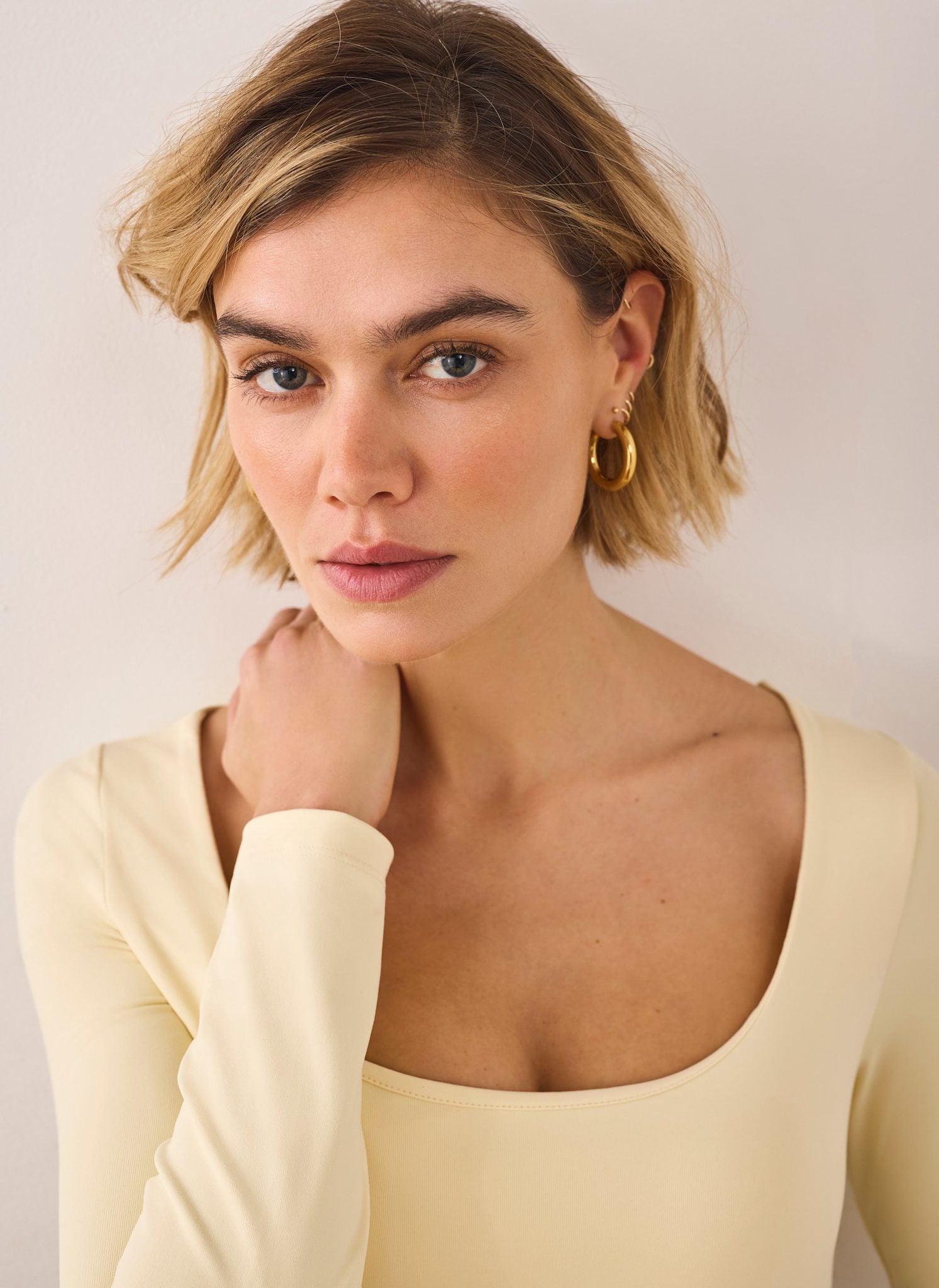 Butter Yellow Layering Scoop Neck Top