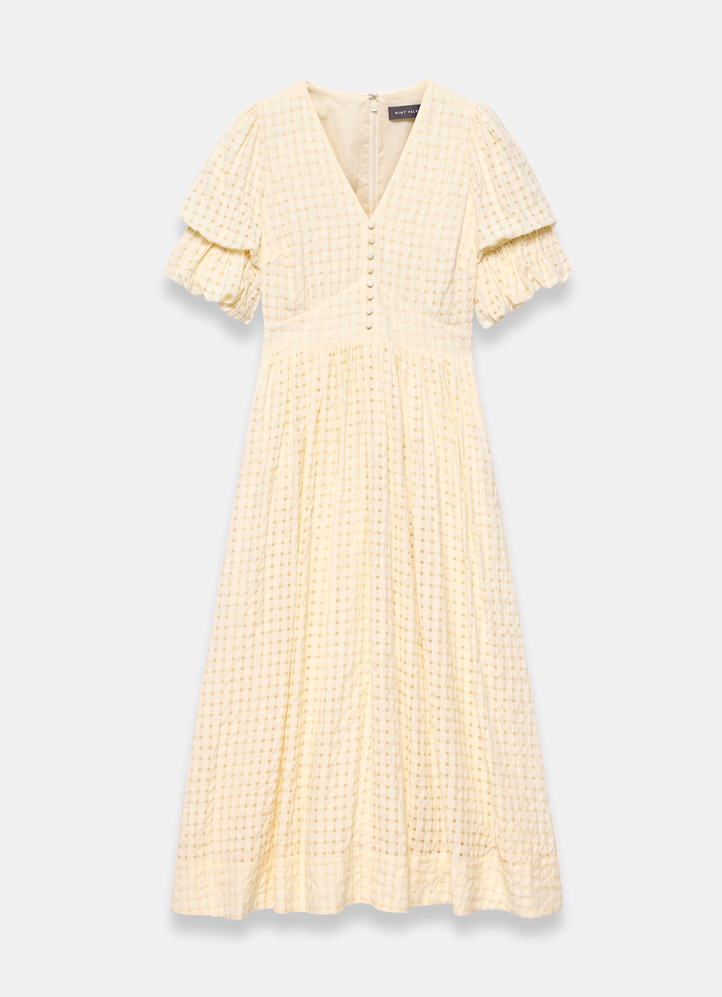 Yellow Checked Midi Dress