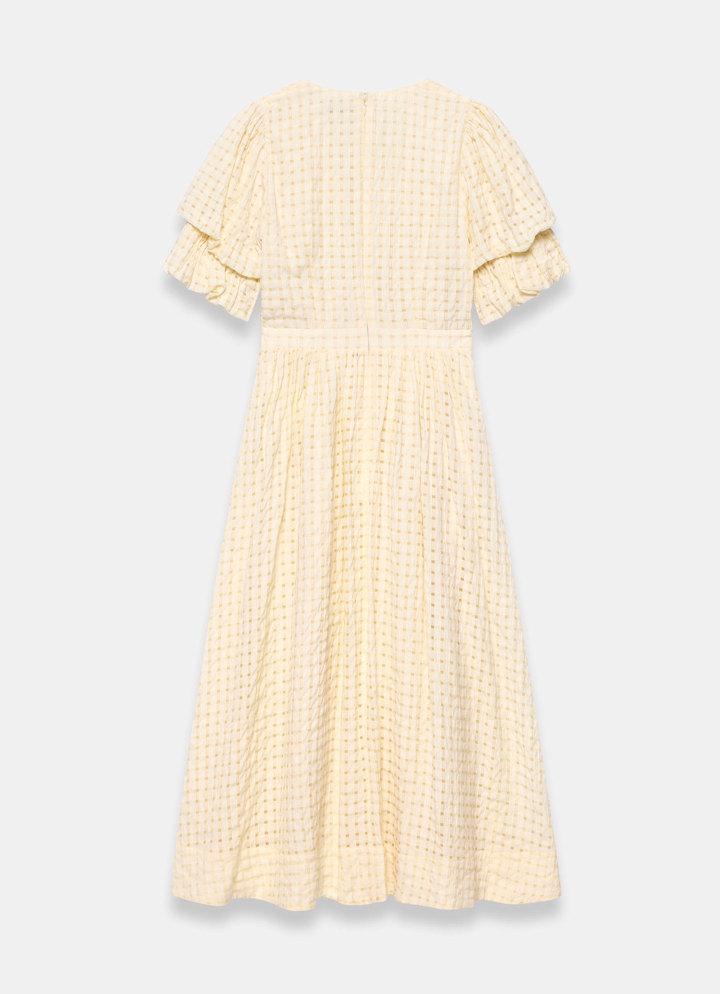 Yellow Checked Midi Dress
