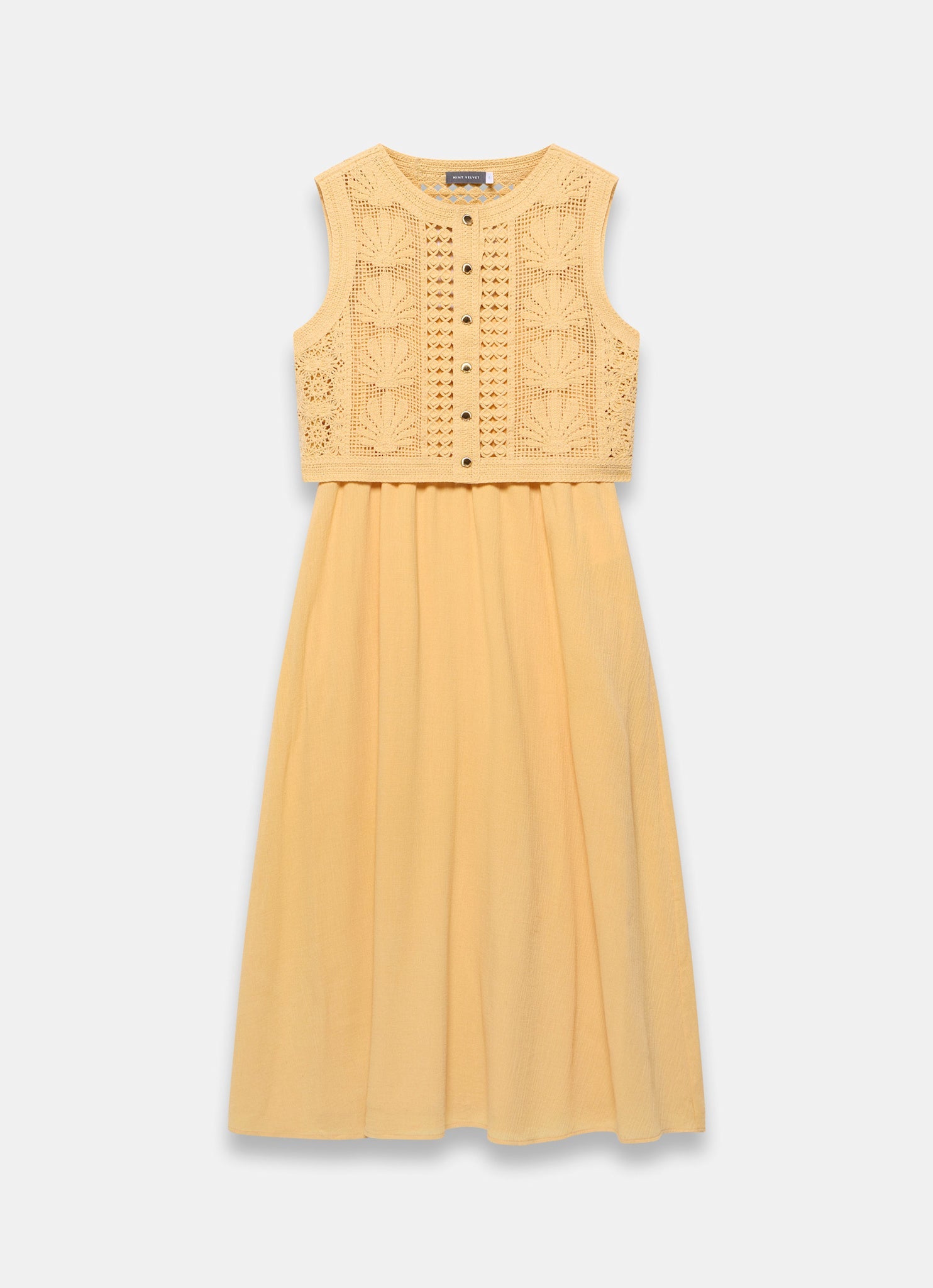 Yellow Crochet Shell Maxi Dress